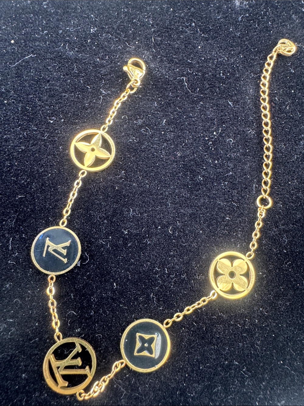 Bracelet   Gold-tone  and Black Enamel
